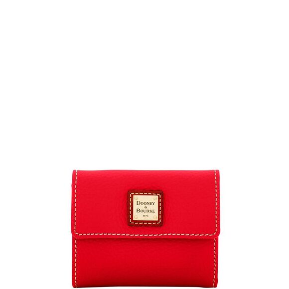 Dooney & Bourke Handbags - Dooney & Bourke Pebble Grain Small Flap Credit Card Wallet - Red